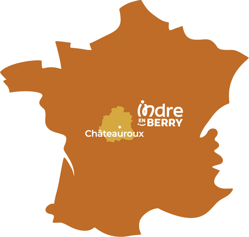 Carte de la France qui indique où se situe l'Indre en Berry.